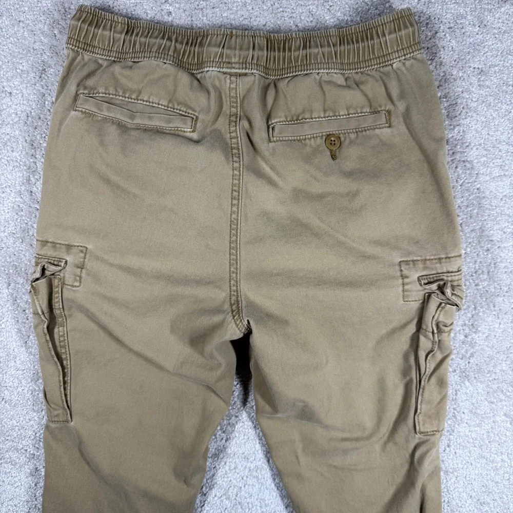 Aeropostale Mens XS Cargo Jogger Pants Khaki Tan Cotton Elastic Waist 4795 Y2K‎